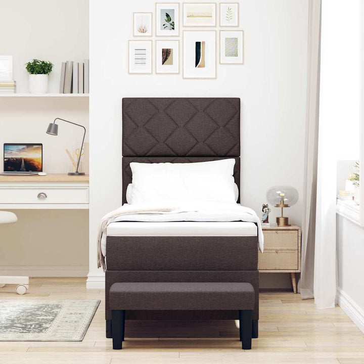 Box spring seng med hovedgærde Mørk Brun 80 x 200 cm Stof