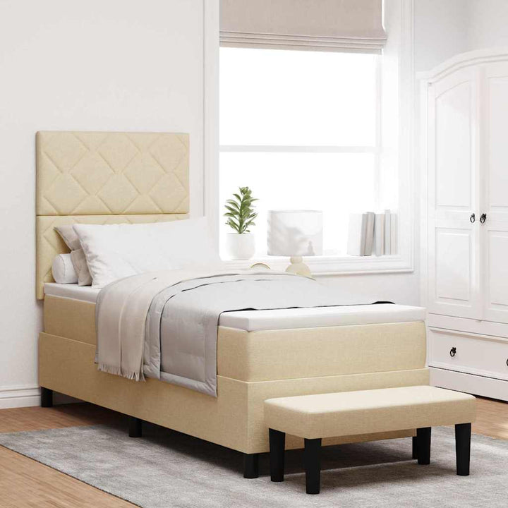 Box spring seng med hovedgærde Creme 80 x 200 cm Stof