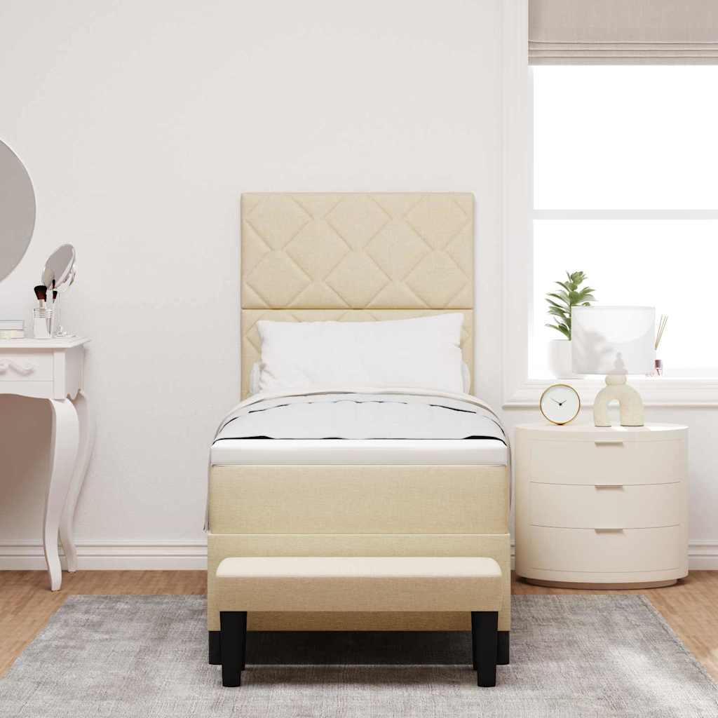 Box spring seng med hovedgærde Creme 80 x 200 cm Stof