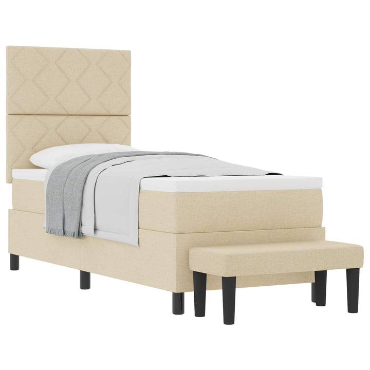 Box spring seng med hovedgærde Creme 80 x 200 cm Stof