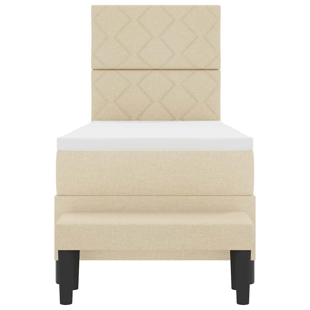 Box spring seng med hovedgærde Creme 80 x 200 cm Stof