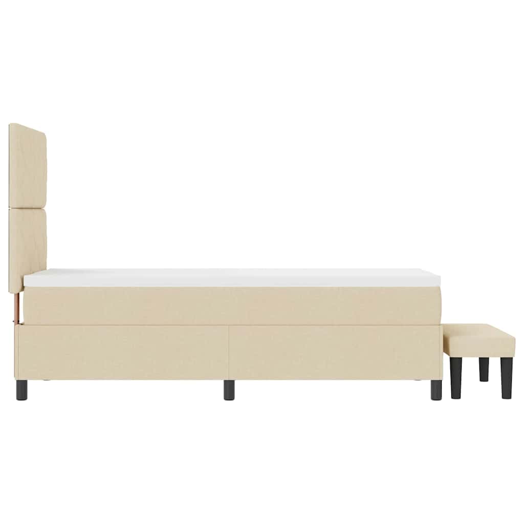 Box spring seng med hovedgærde Creme 80 x 200 cm Stof