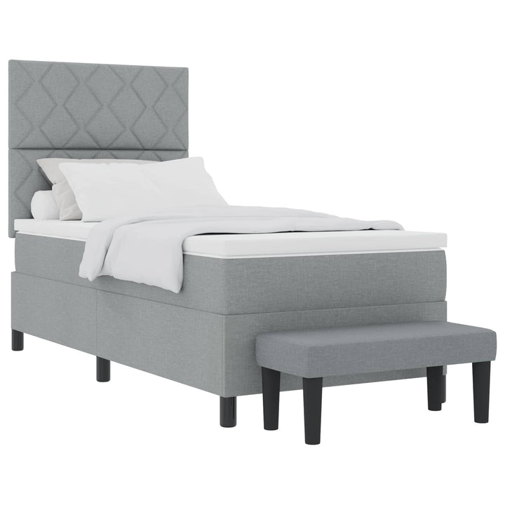 Box spring seng med hovedgærde Lysegrå 90 x 190 cm Stof