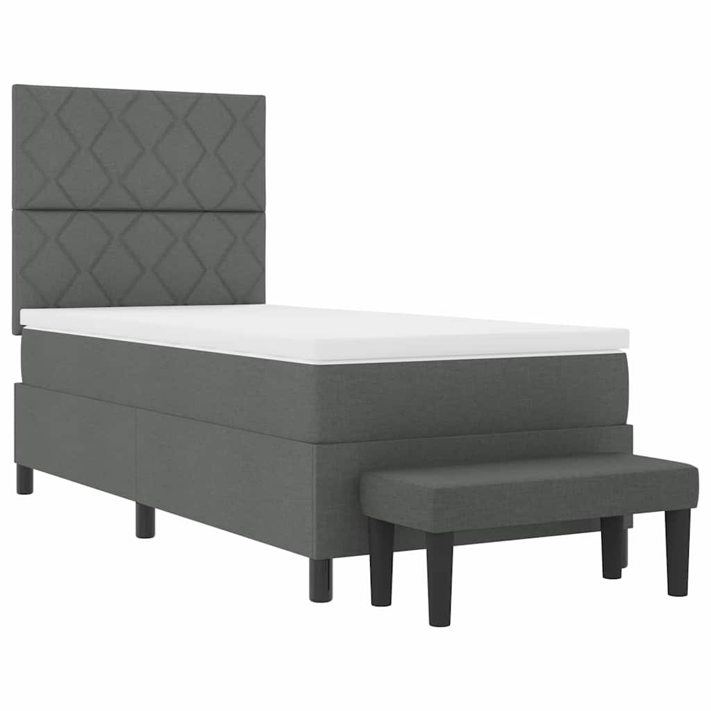 Box spring seng med hovedgærde Mørkegrå 90 x 190 cm Stof