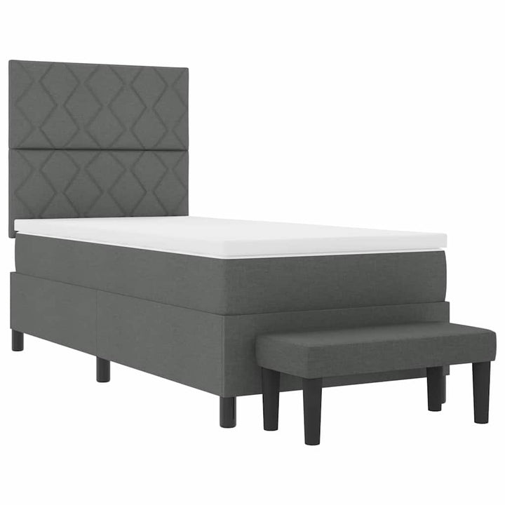 Box spring seng med hovedgærde Mørkegrå 90 x 190 cm Stof