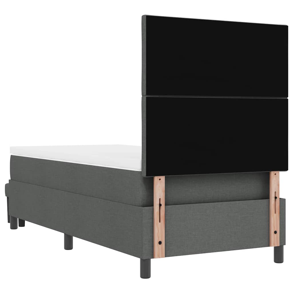 Box spring seng med hovedgærde Mørkegrå 90 x 190 cm Stof