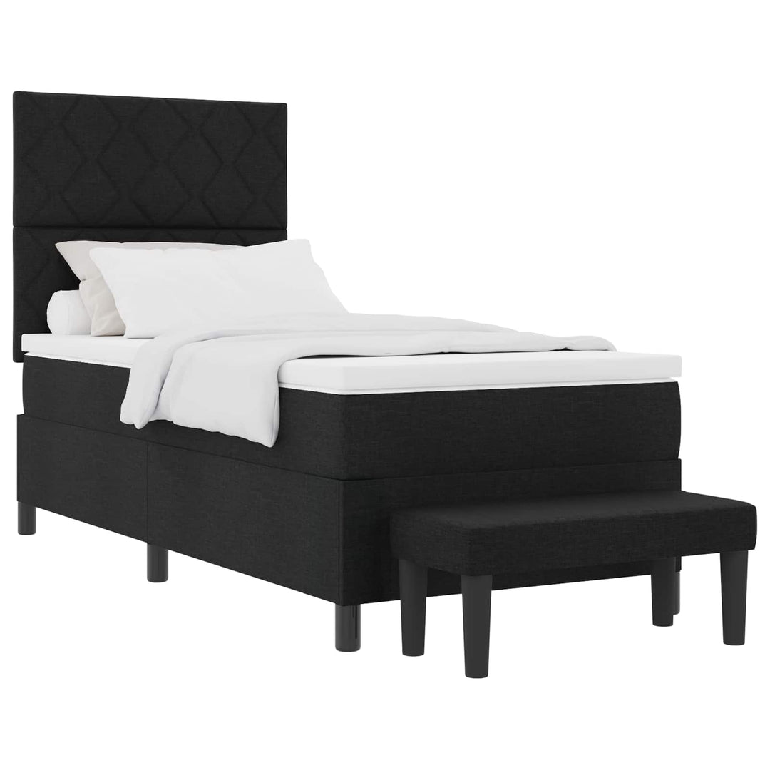 Box spring seng med hovedgærde Sort 90 x 190 cm Stof