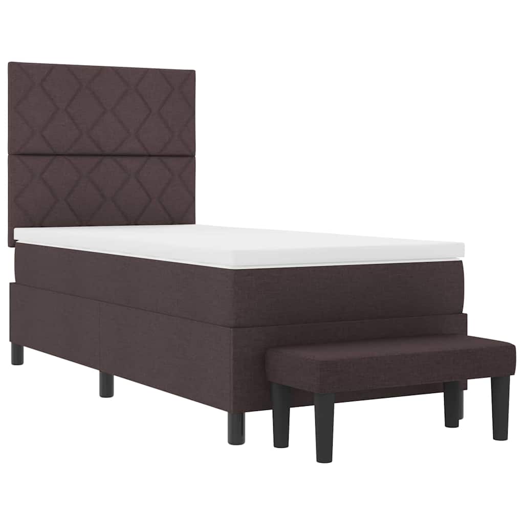 Box spring seng med pude Mørk Brun 90 x 190 cm Stof