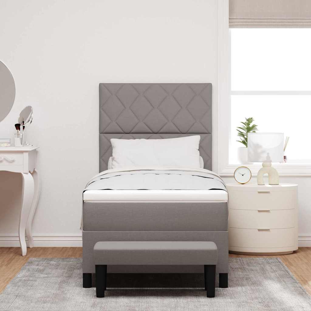 Box spring seng med pude Gråbrun 90 x 190 cm Stof