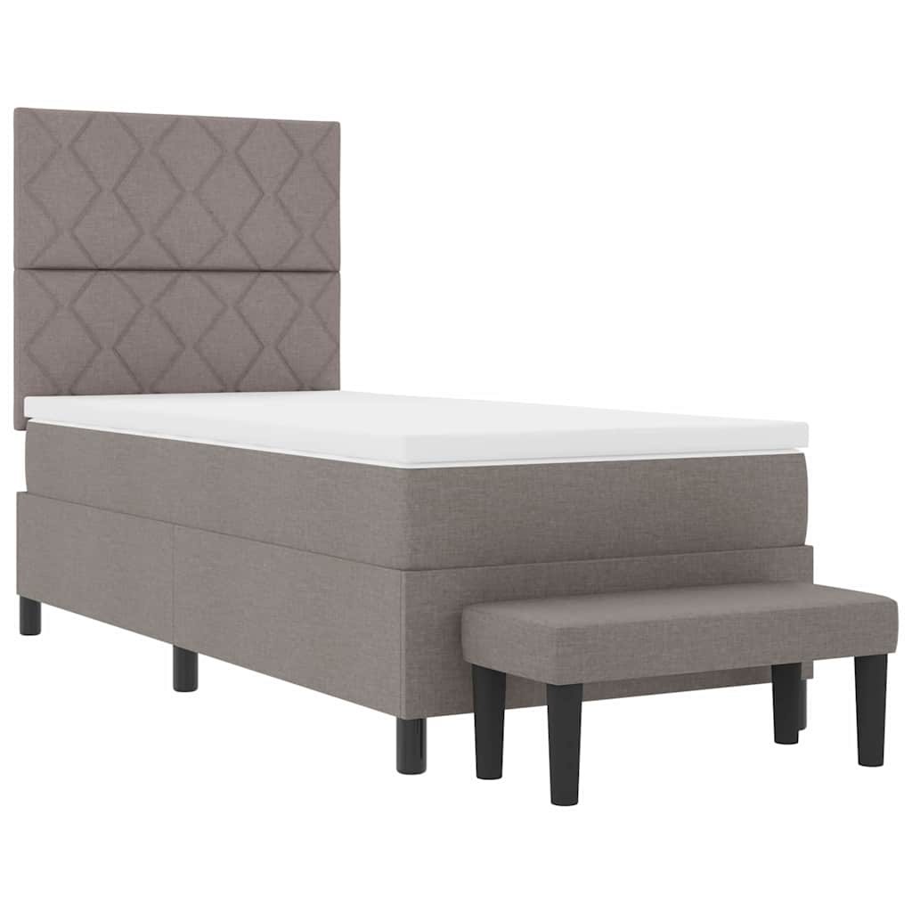 Box spring seng med pude Gråbrun 90 x 190 cm Stof