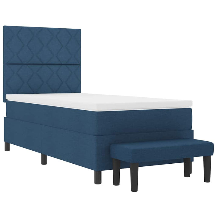 Box spring seng med pude med hovedgærde Blå 90 x 190 cm Stof