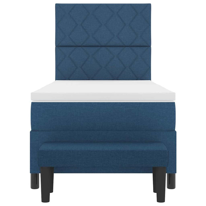 Box spring seng med pude med hovedgærde Blå 90 x 190 cm Stof