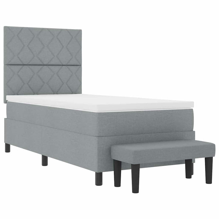 Box spring seng med hovedgærde Lysegrå 90 x 200 cm Stof