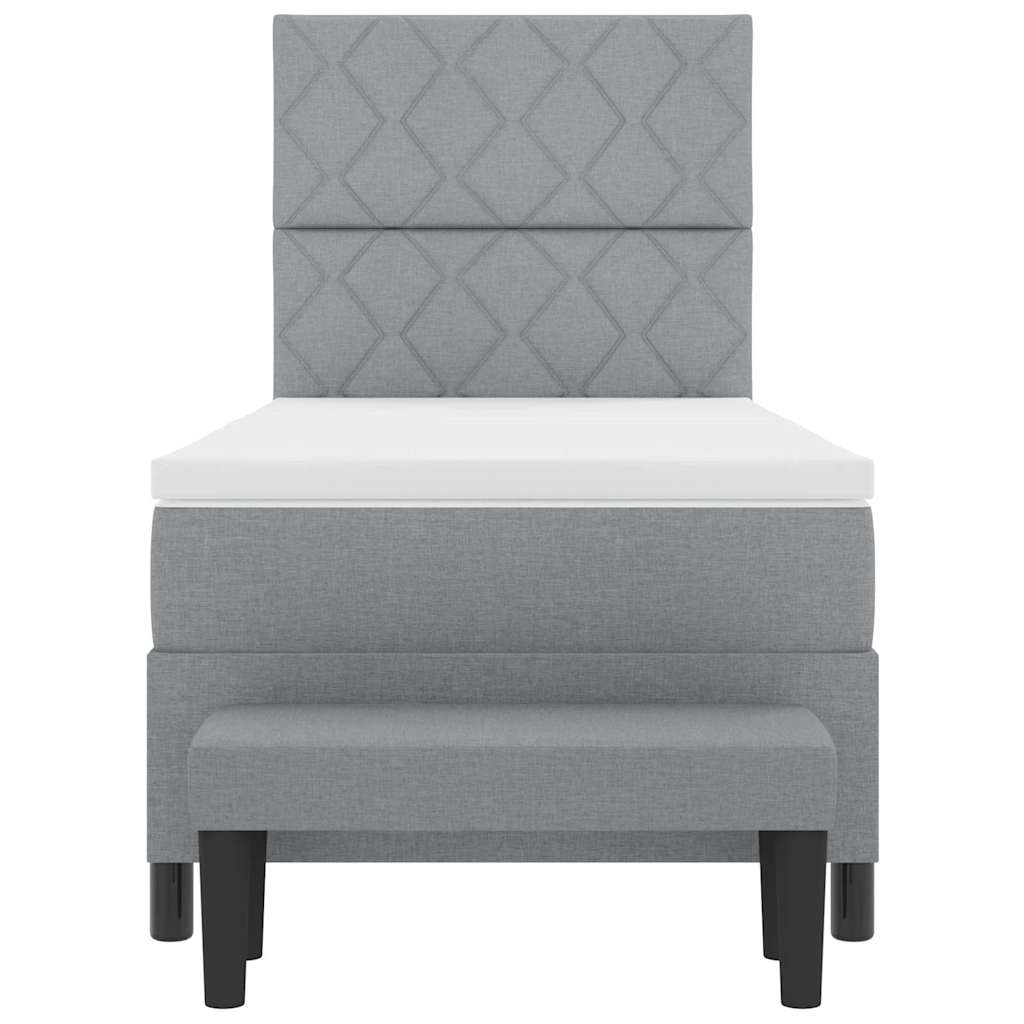 Box spring seng med hovedgærde Lysegrå 90 x 200 cm Stof