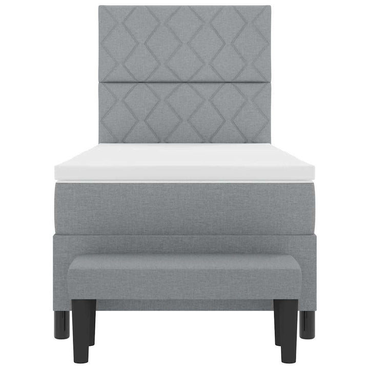 Box spring seng med hovedgærde Lysegrå 90 x 200 cm Stof