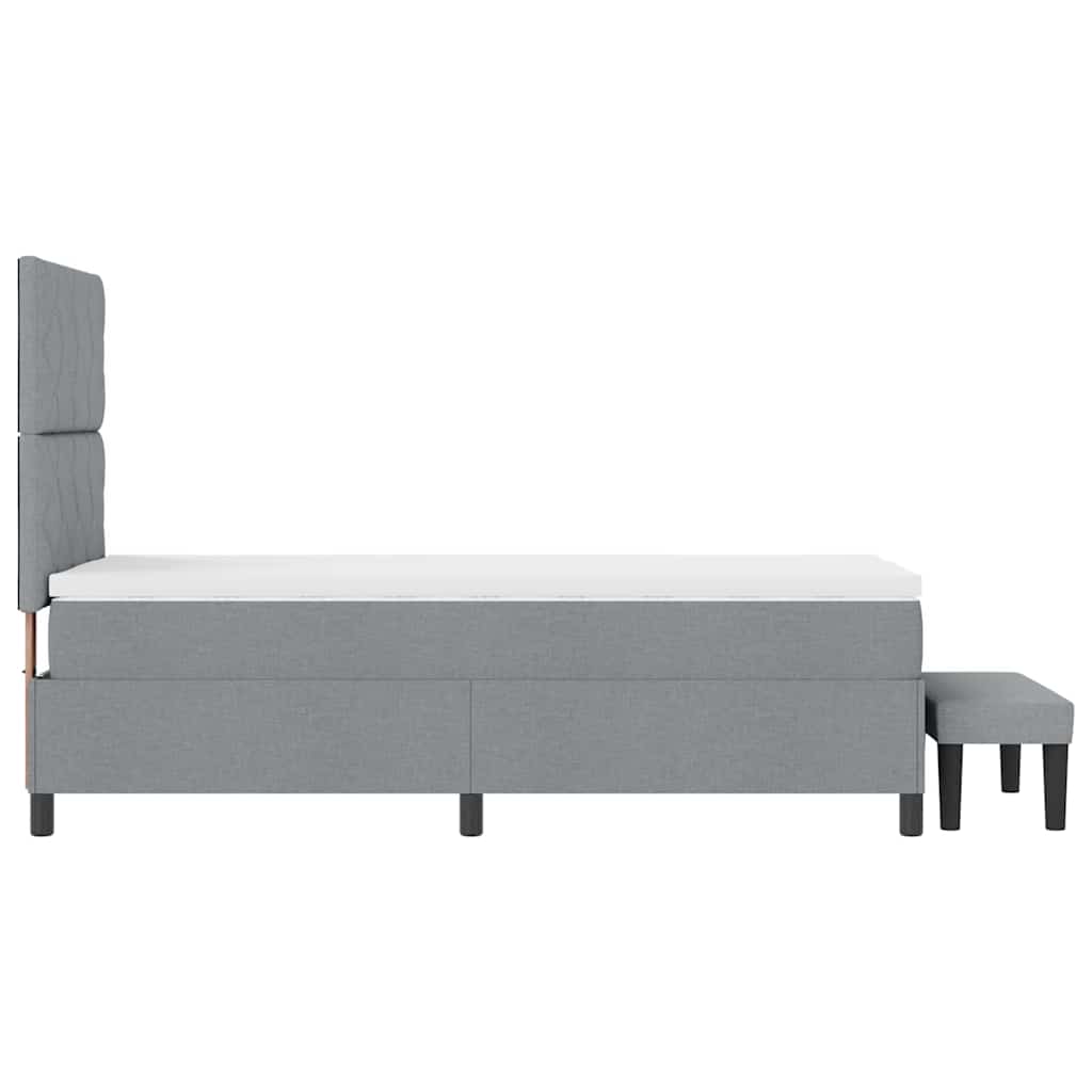 Box spring seng med hovedgærde Lysegrå 90 x 200 cm Stof
