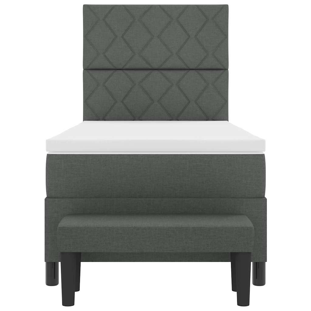 Box spring seng med hovedgærde Mørkegrå 90 x 200 cm Stof