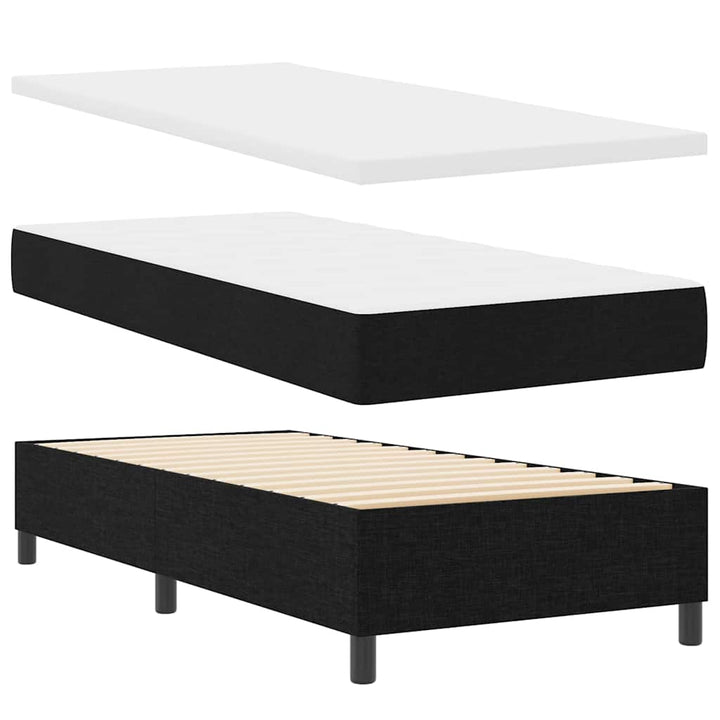 Box spring seng med hovedgærde Sort 90 x 200 cm Stof