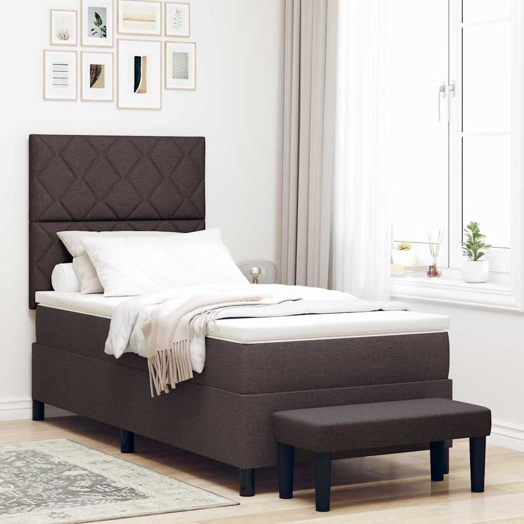 Box spring seng med hovedgærde Mørk Brun 90 x 200 cm Stof