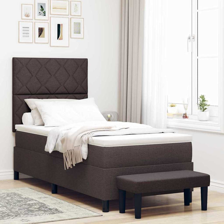 Box spring seng med hovedgærde Mørk Brun 90 x 200 cm Stof