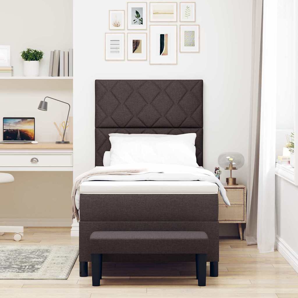 Box spring seng med hovedgærde Mørk Brun 90 x 200 cm Stof