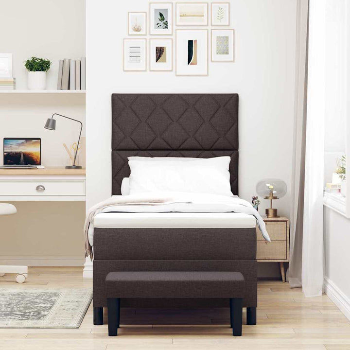 Box spring seng med hovedgærde Mørk Brun 90 x 200 cm Stof