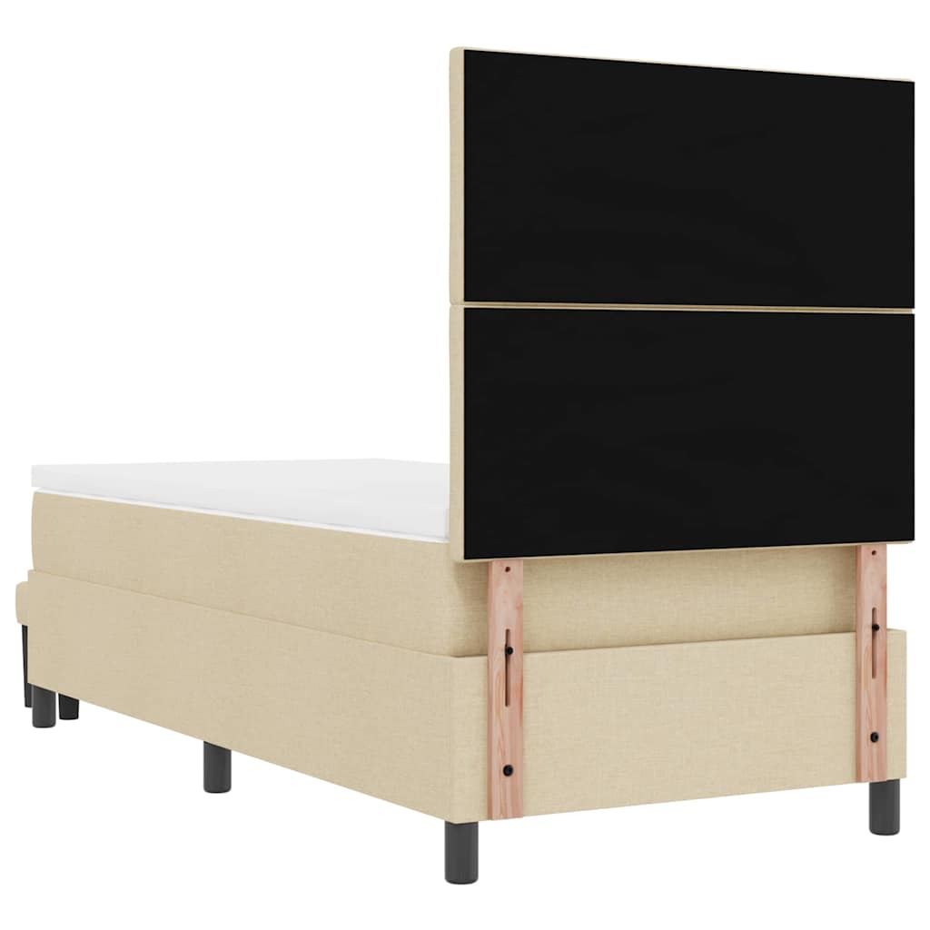 Box spring seng med pude med hovedgærde Creme 90 x 200 cm Stof