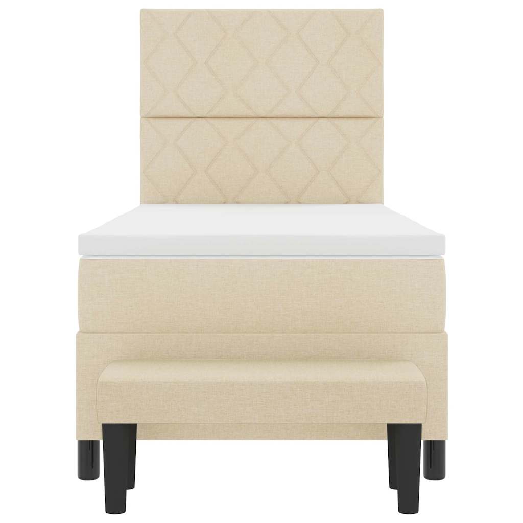 Box spring seng med pude med hovedgærde Creme 90 x 200 cm Stof