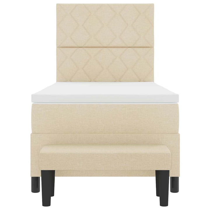 Box spring seng med pude med hovedgærde Creme 90 x 200 cm Stof