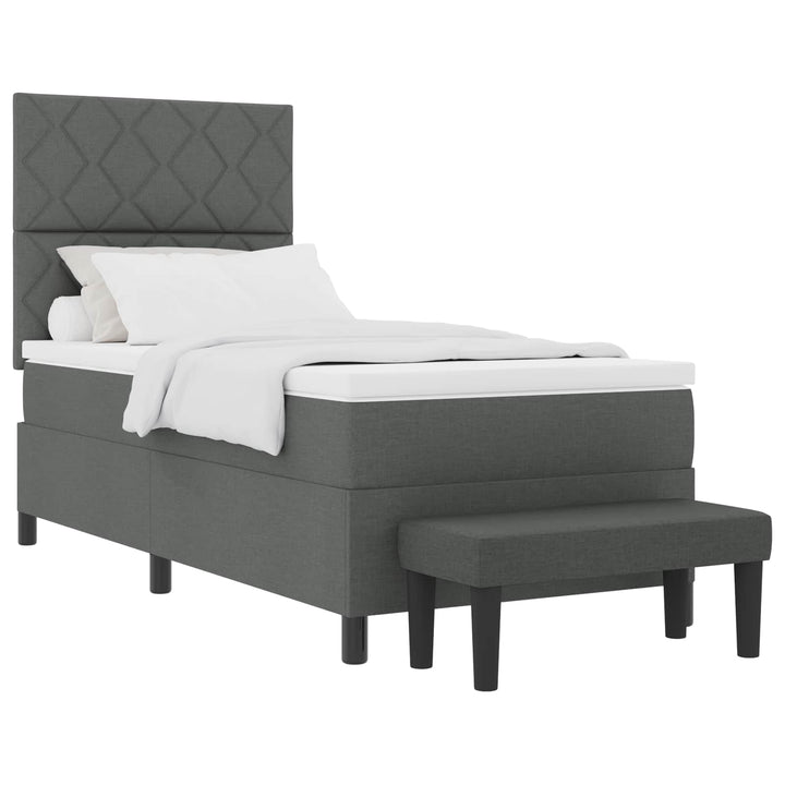 Box spring seng med hovedgærde Mørkegrå 100 x 200 cm Stof