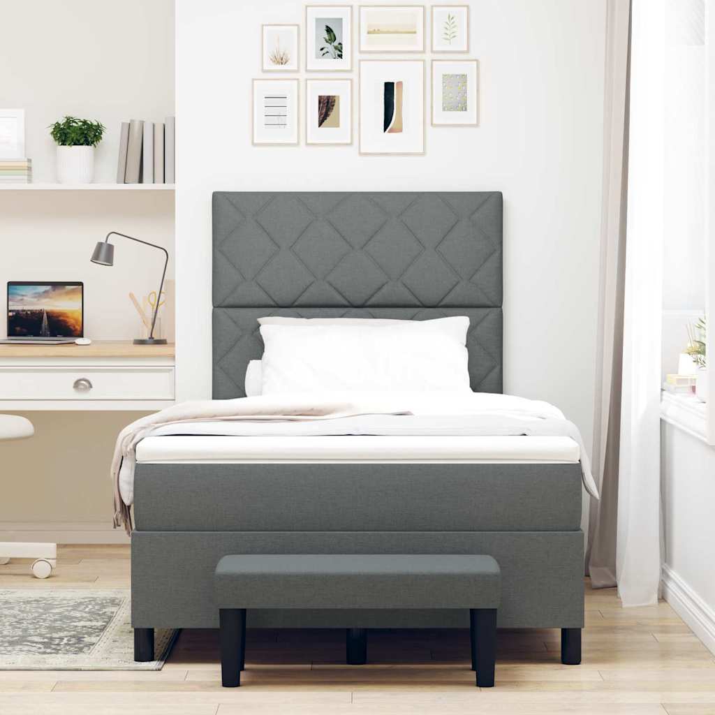 Box spring seng med hovedgærde Mørkegrå 120 x 190 cm Stof