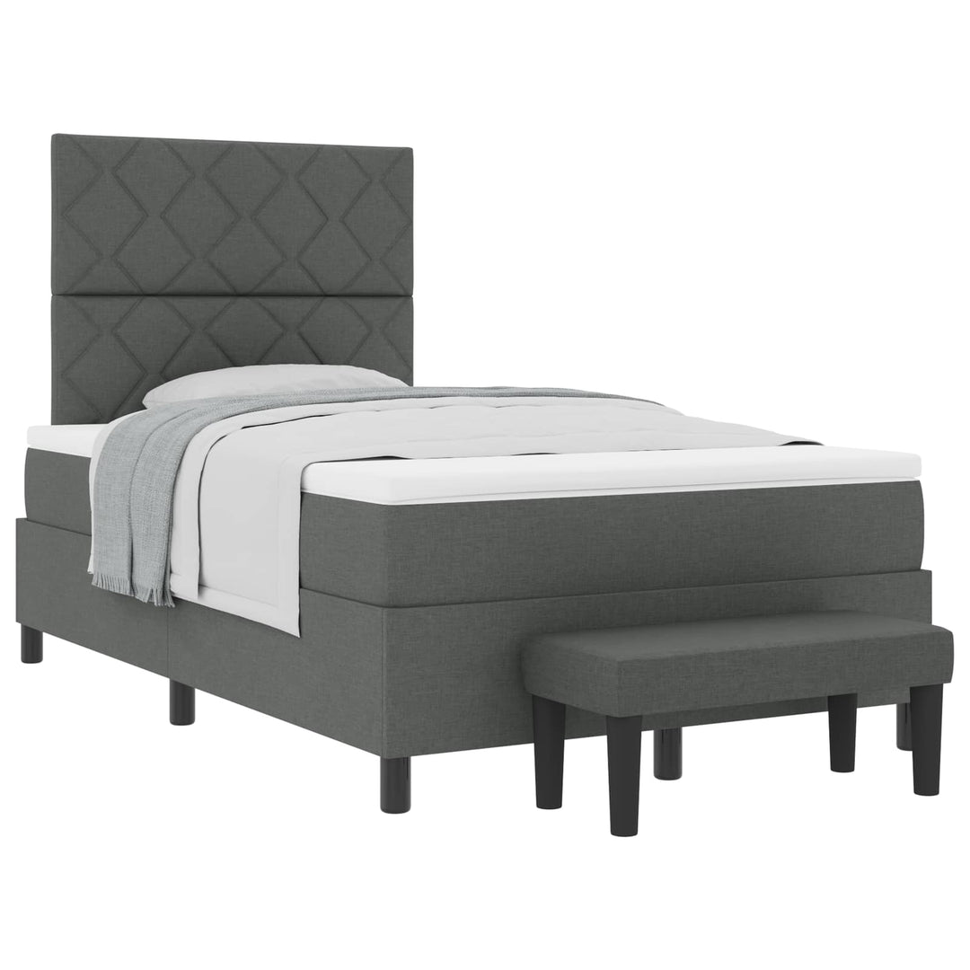 Box spring seng med hovedgærde Mørkegrå 120 x 190 cm Stof
