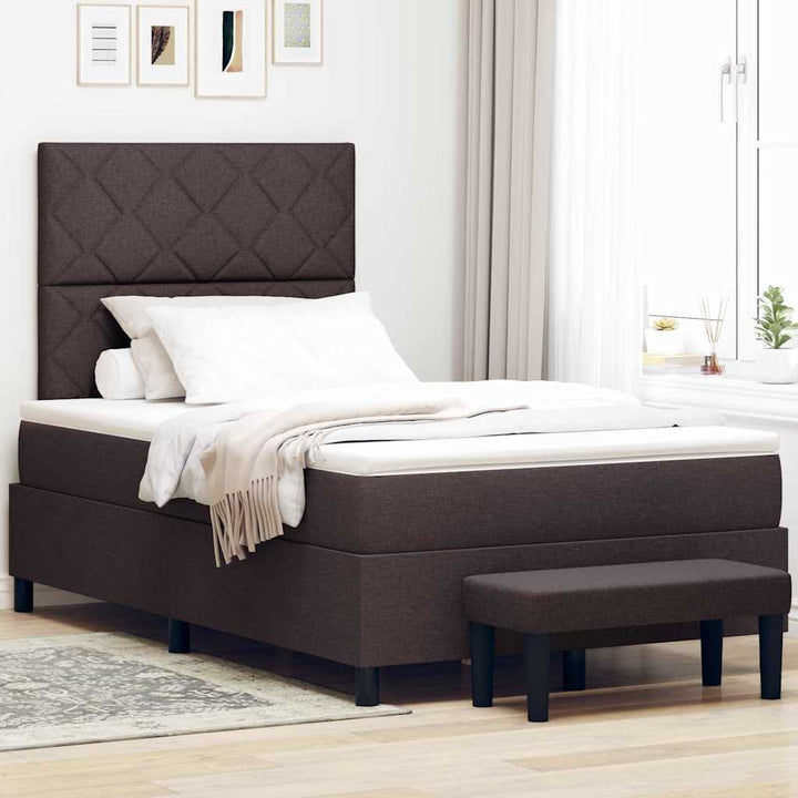 Box spring seng med hovedgærde Mørk Brun 120 x 190 cm Stof