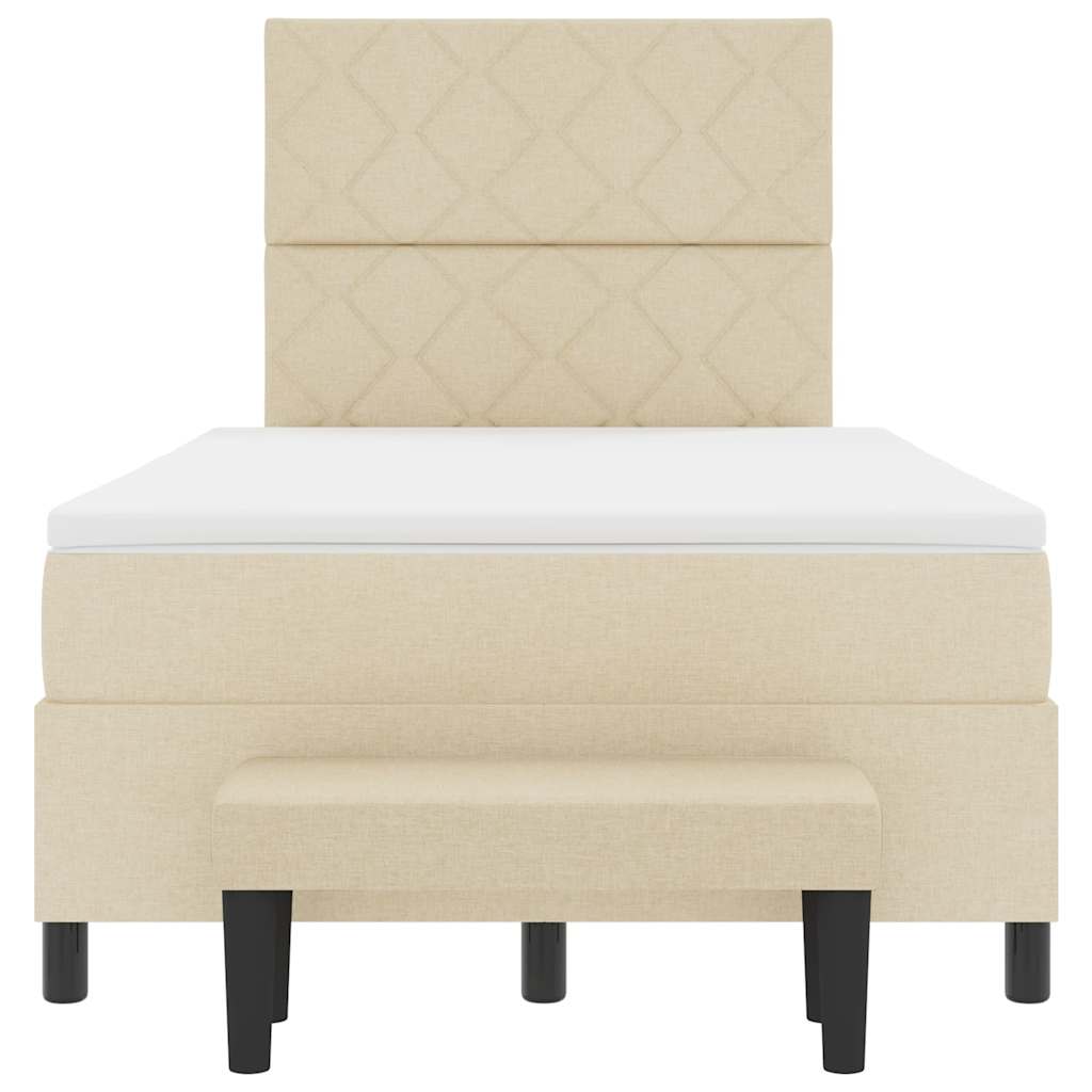 Box spring seng med hovedgærde Creme 120 x 190 cm Stof