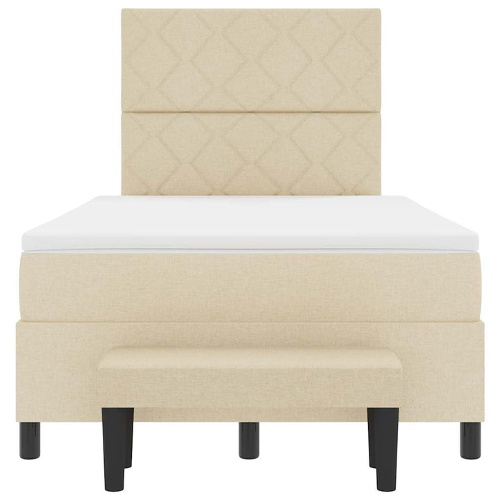 Box spring seng med hovedgærde Creme 120 x 190 cm Stof