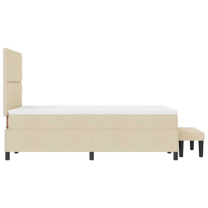 Box spring seng med hovedgærde Creme 120 x 190 cm Stof