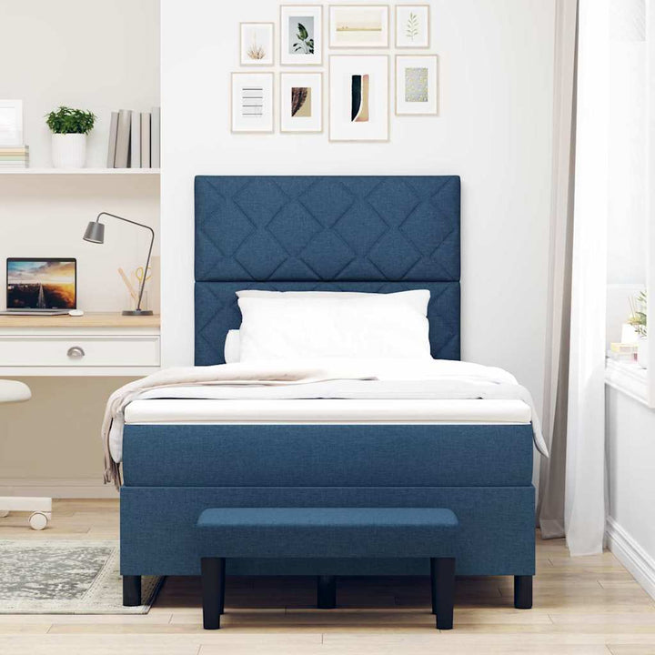 Box spring seng med pude med hovedgærde Blå 120 x 190 cm Stof