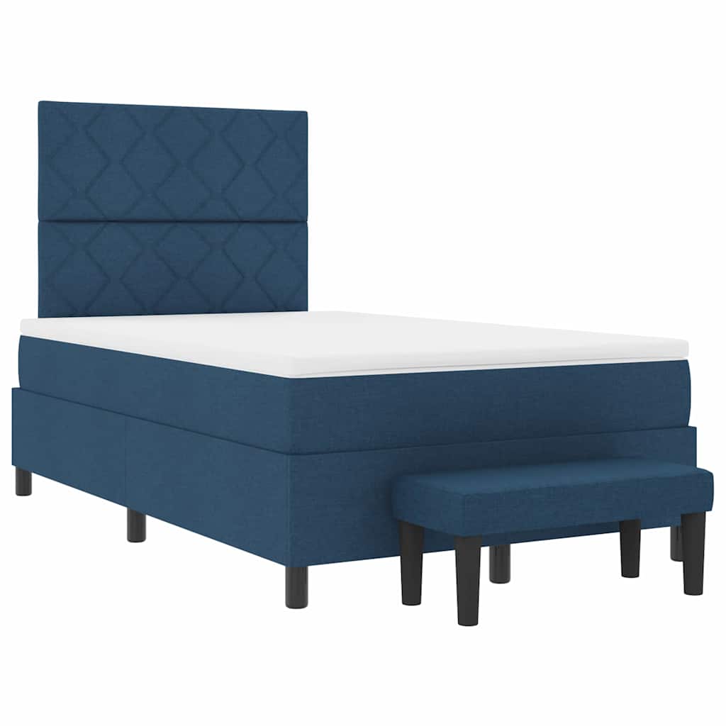 Box spring seng med pude med hovedgærde Blå 120 x 190 cm Stof