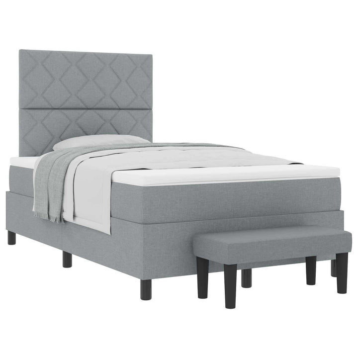 Box spring seng med hovedgærde Lysegrå 120 x 200 cm Stof