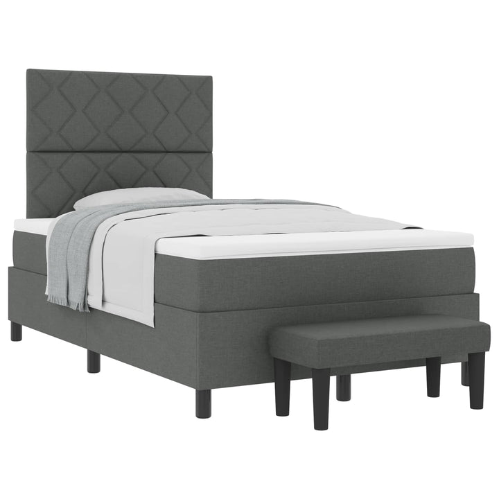 Box spring seng med hovedgærde Mørkegrå 120 x 200 cm Stof