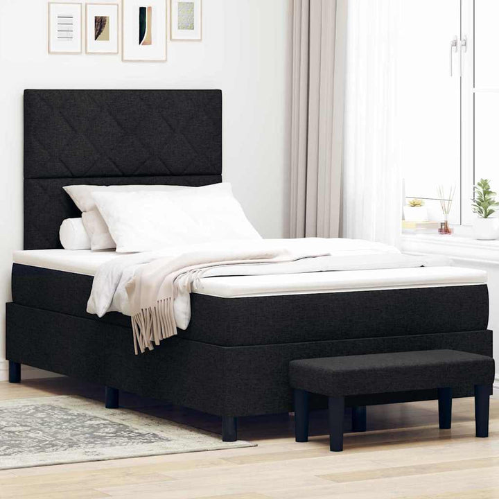 Box spring seng med hovedgærde Sort 120 x 200 cm Stof