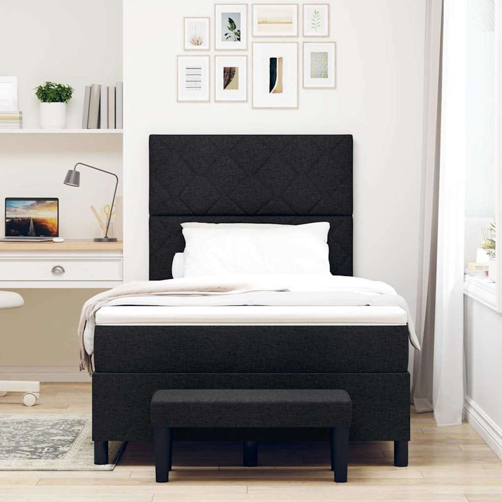 Box spring seng med hovedgærde Sort 120 x 200 cm Stof