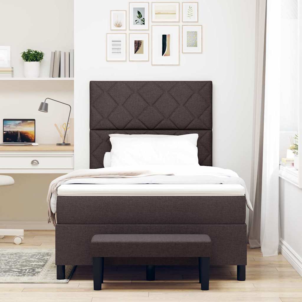 Box spring seng med hovedgærde Mørk Brun 120 x 200 cm Stof