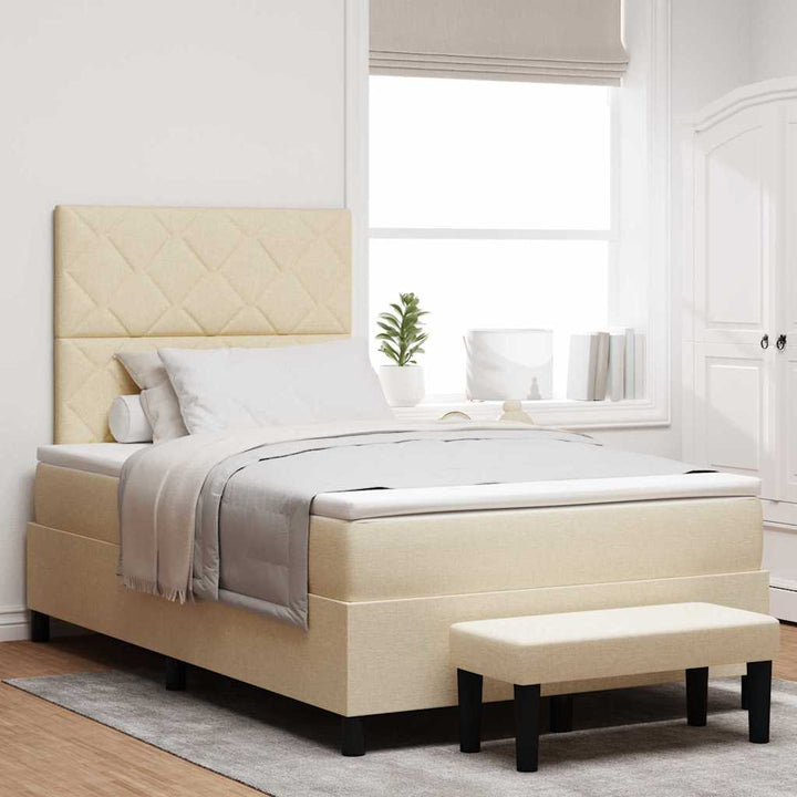 Box spring seng med hovedgærde Creme 120 x 200 cm Stof