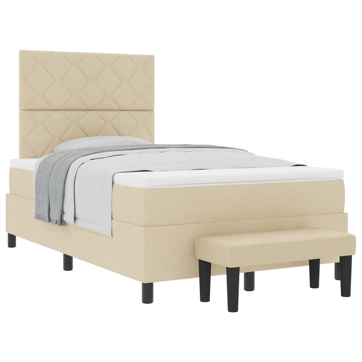 Box spring seng med hovedgærde Creme 120 x 200 cm Stof