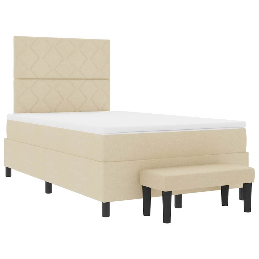 Box spring seng med hovedgærde Creme 120 x 200 cm Stof