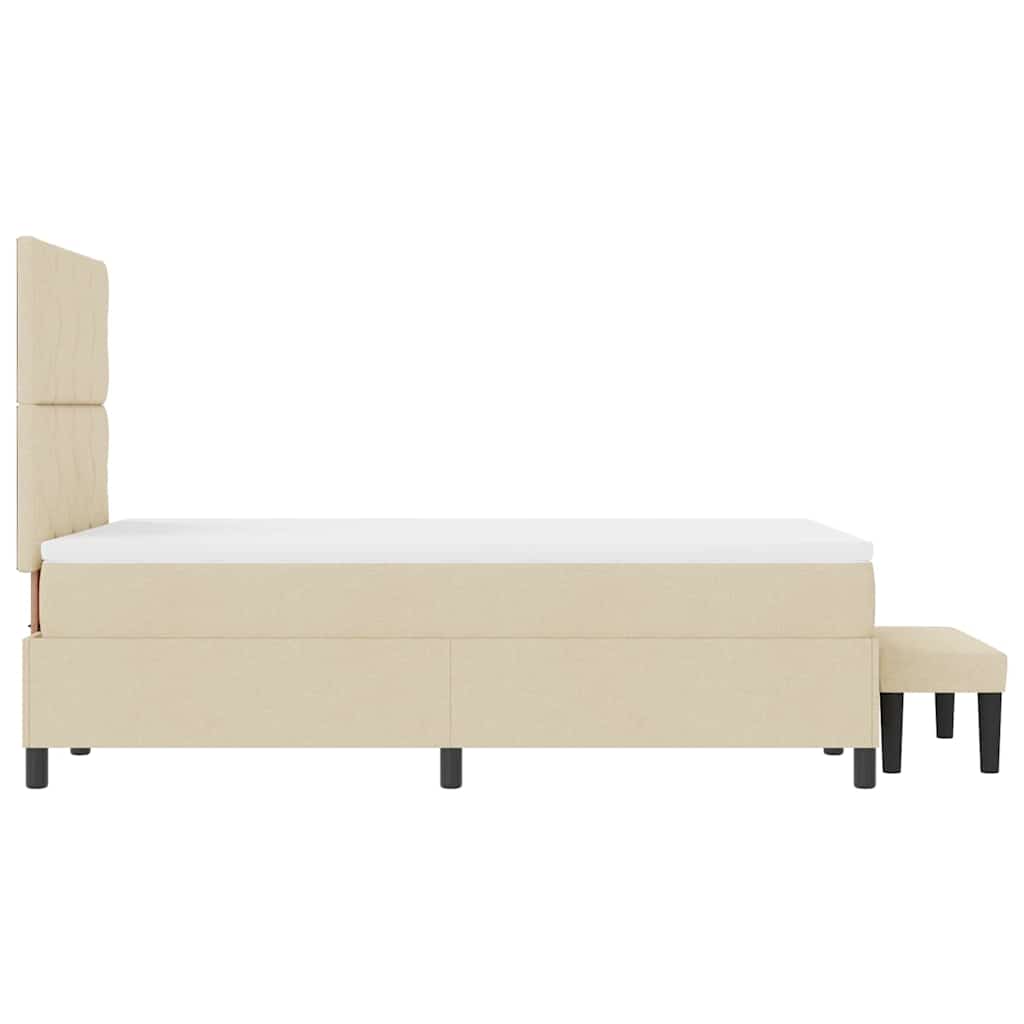 Box spring seng med hovedgærde Creme 120 x 200 cm Stof