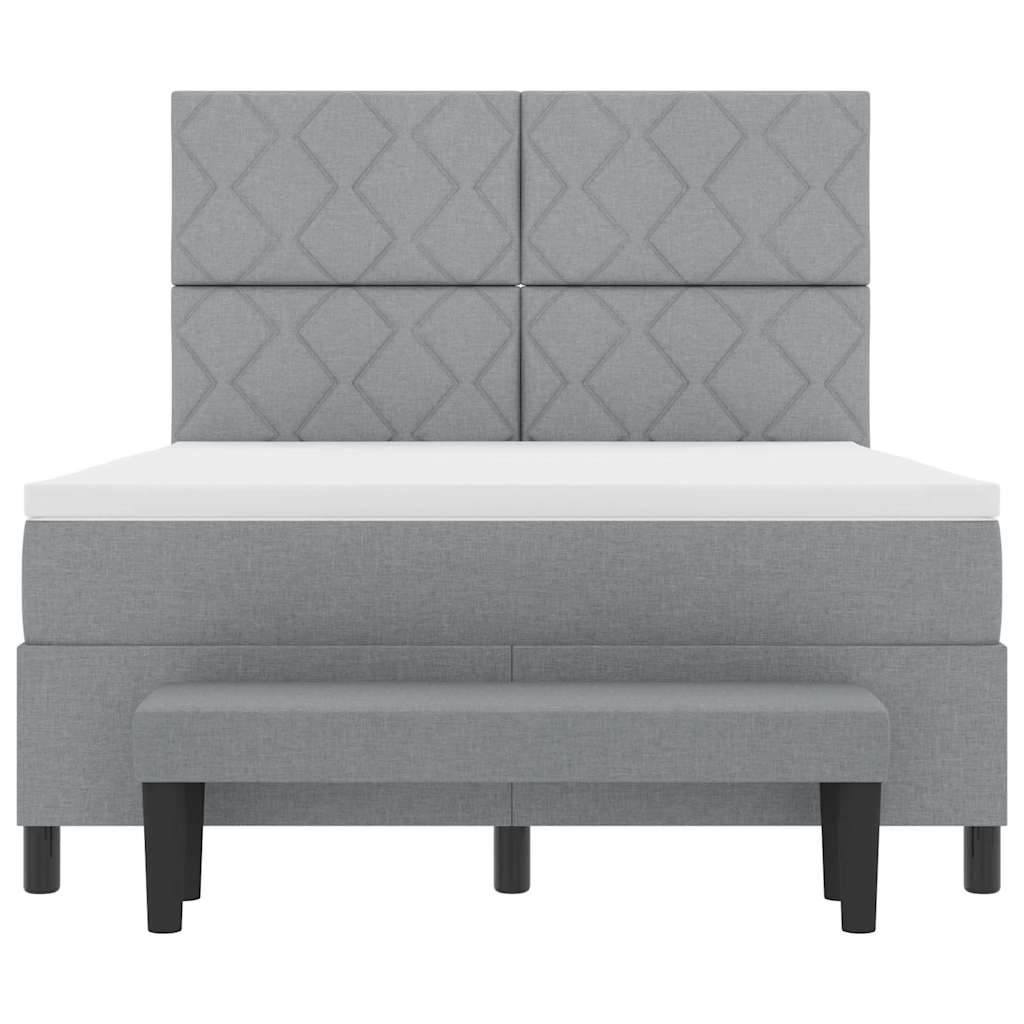 Box spring seng med pude Lysegrå 140 x 190 cm Stof