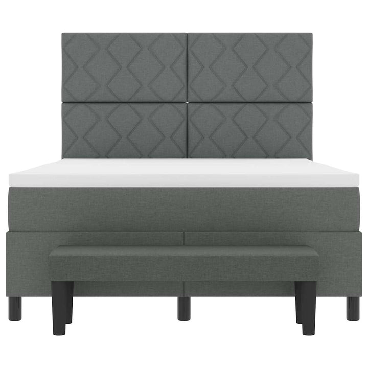 Box spring seng med hovedgærde Mørkegrå 140 x 190 cm Stof