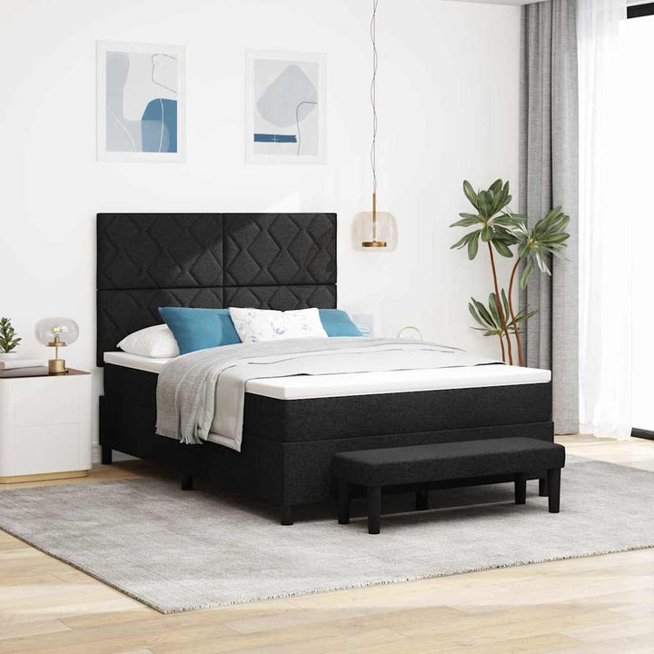 Box spring seng med hovedgærde Sort 140 x 190 cm Stof